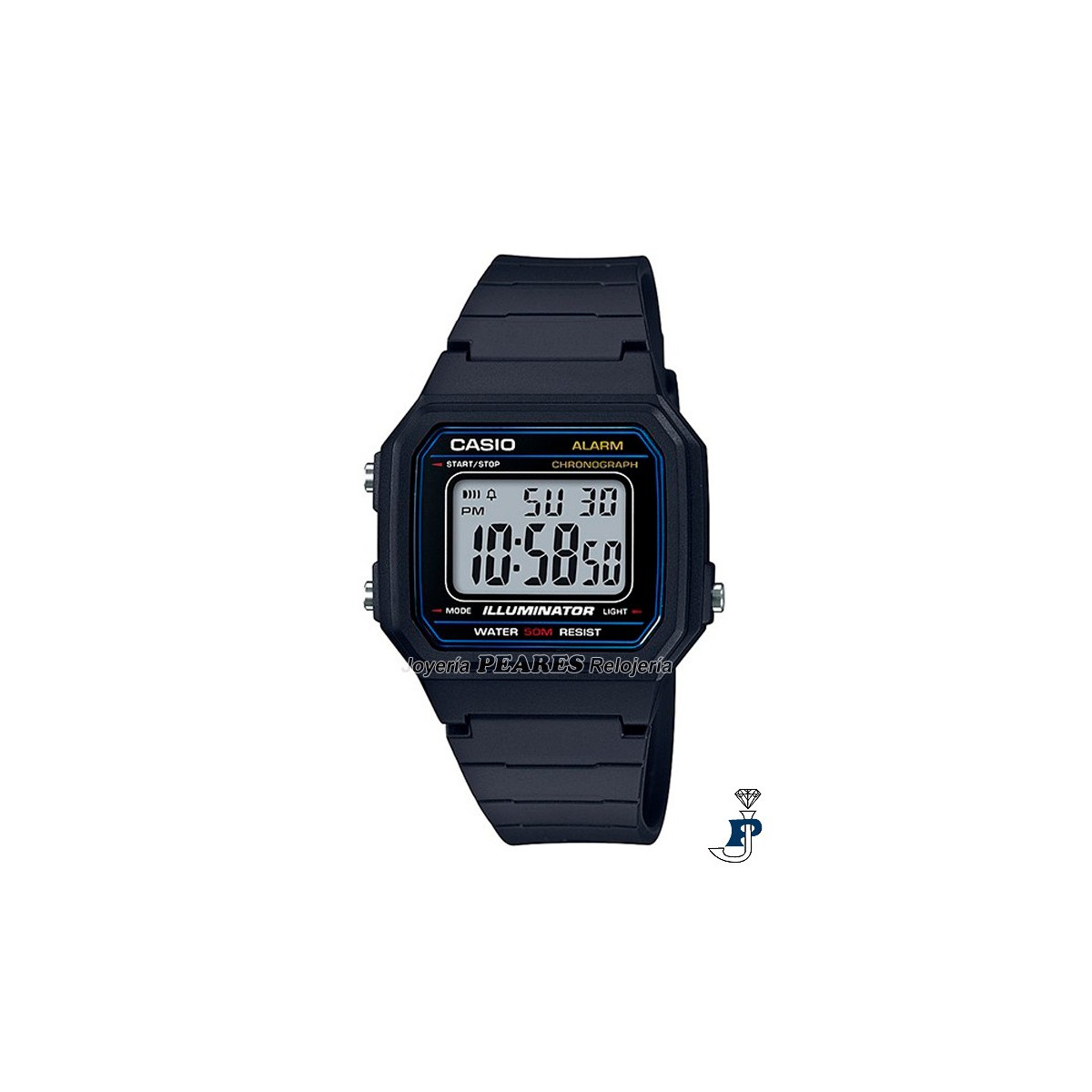 Casio digital PVC clasico. - W-217H-1A