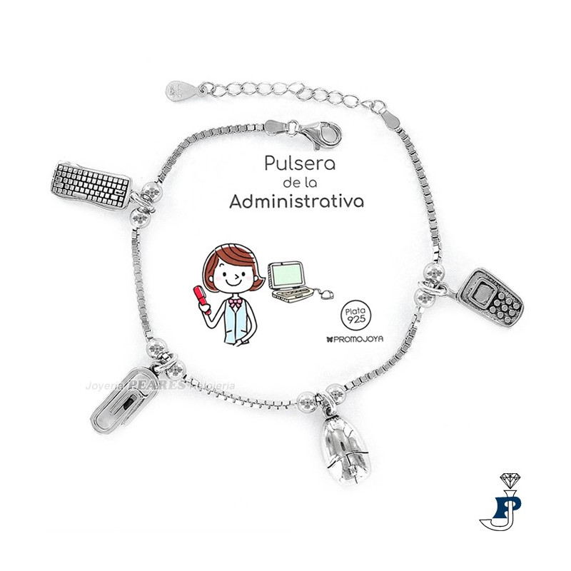 Pulsera Plata 1ª Ley (925 mls) profesión ADMINISTRATIVA. - 162.9101769