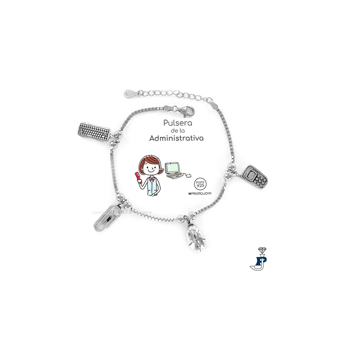 Pulsera Plata 1ª Ley (925 mls) profesión ADMINISTRATIVA. - 162.9101769