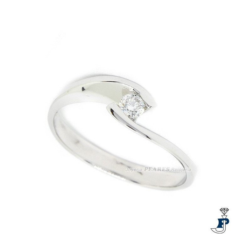 Sortija en Oro Blanco de 1ª Ley y Diamante. - 155.159004