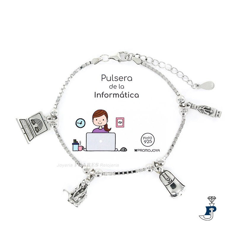 Pulsera Plata de Ley (925 mls) de la Informática. - 162.9105697