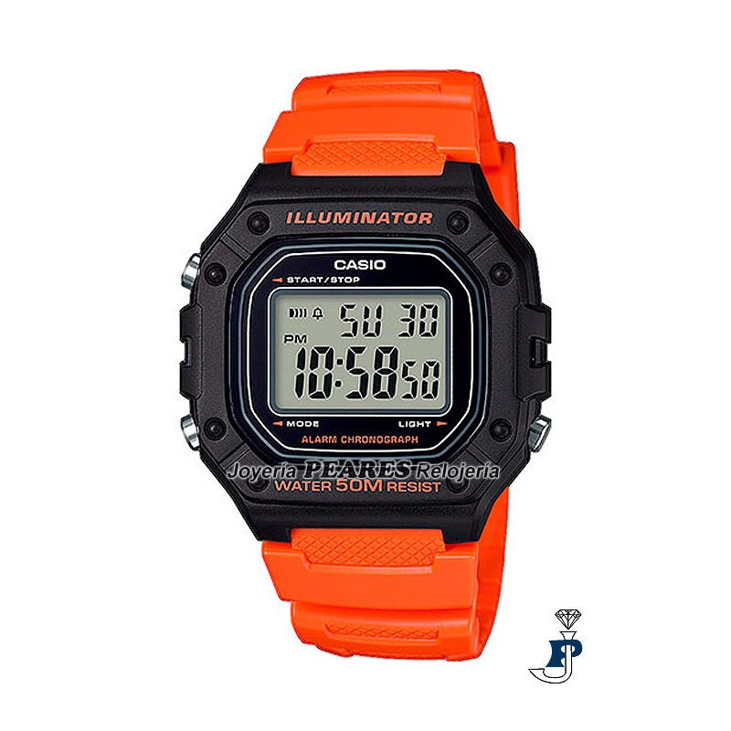 Reloj Casio digital naranja. - W-218H-4B2VEF
