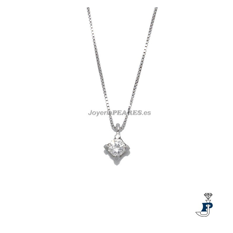 Cadena en Oro Blanco de 1º Ley con diamante. - 122.54080
