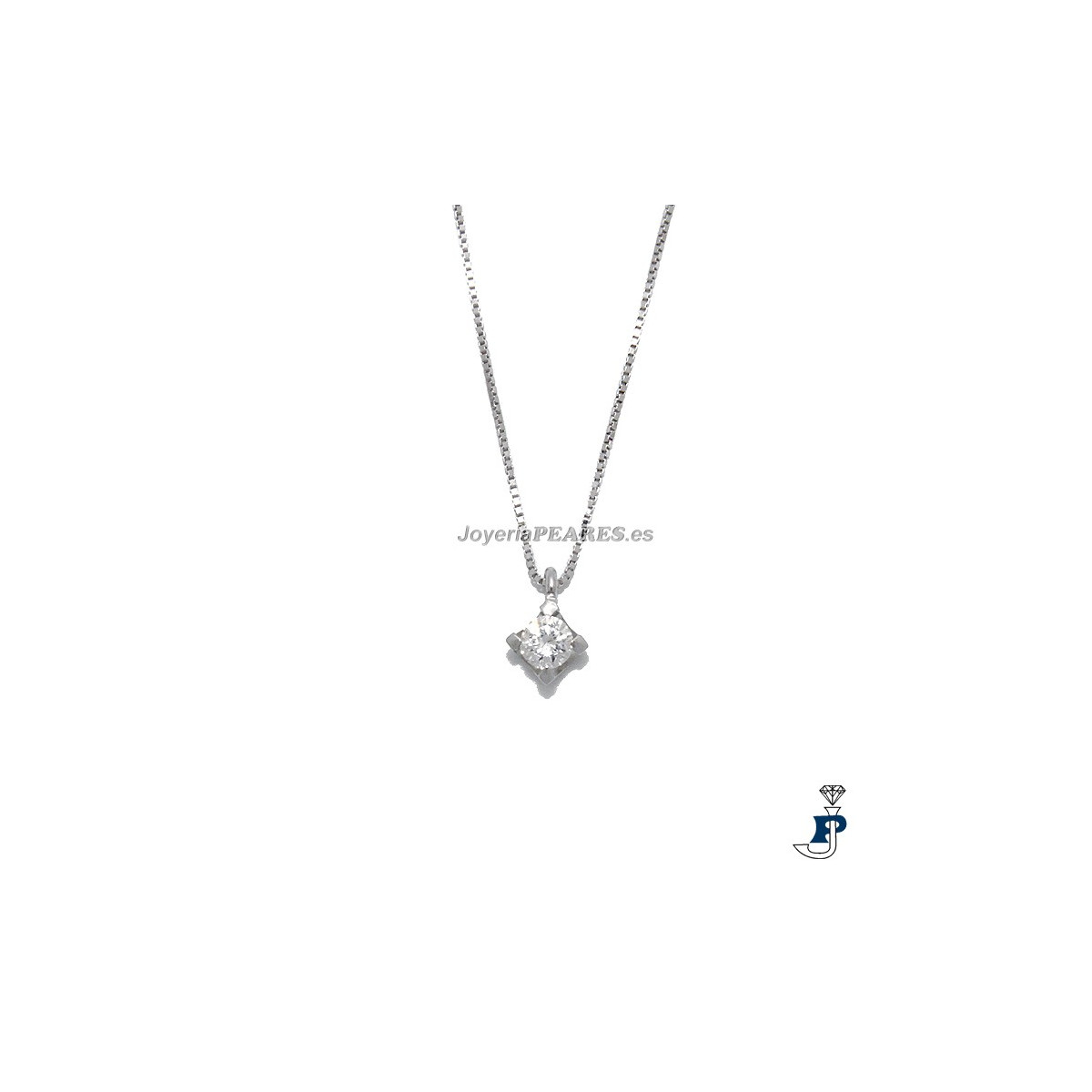 Cadena en Oro Blanco de 1º Ley con diamante. - 122.54080