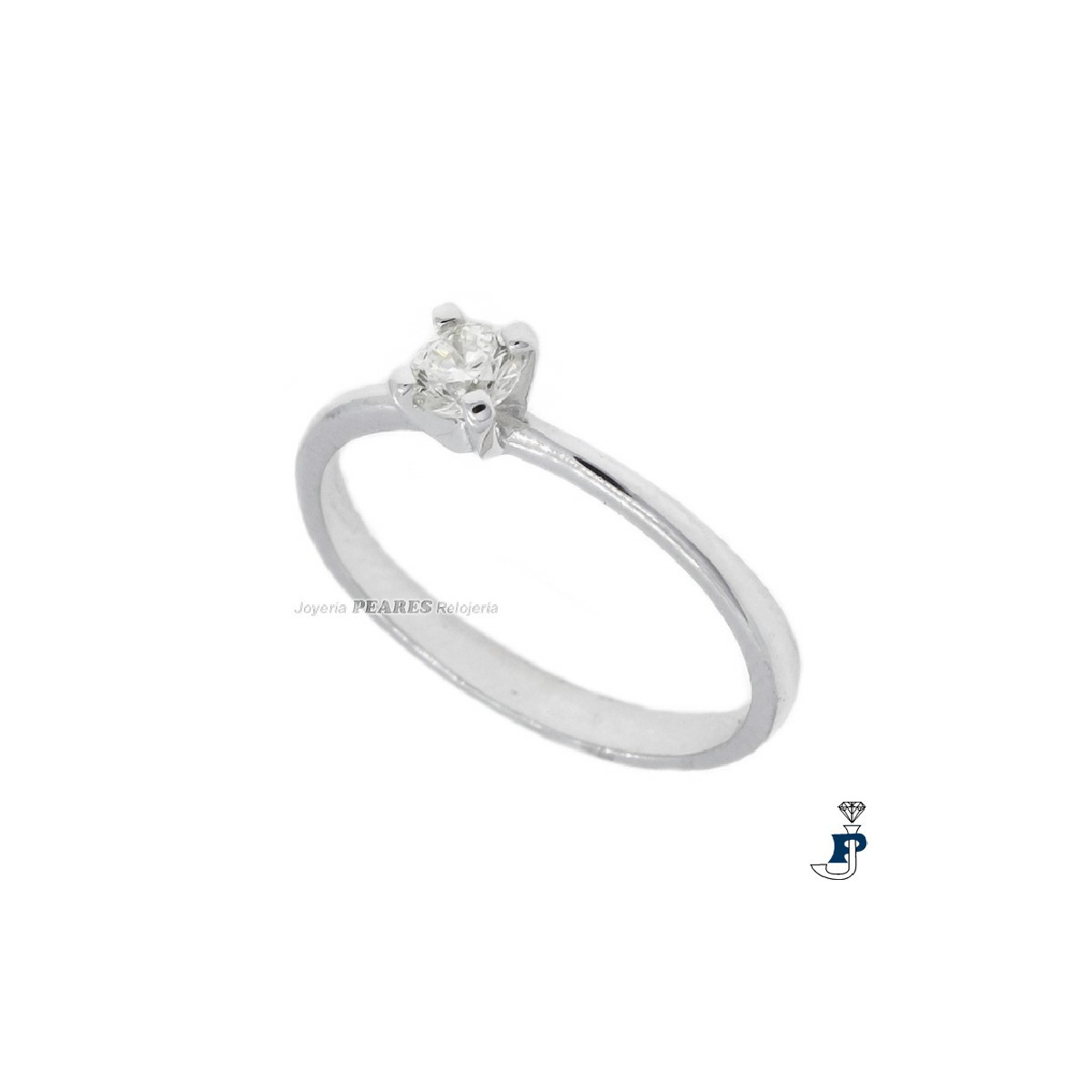 Sortija en Oro Blanco de 1ª Ley con Diamante. - 103.R-4/022