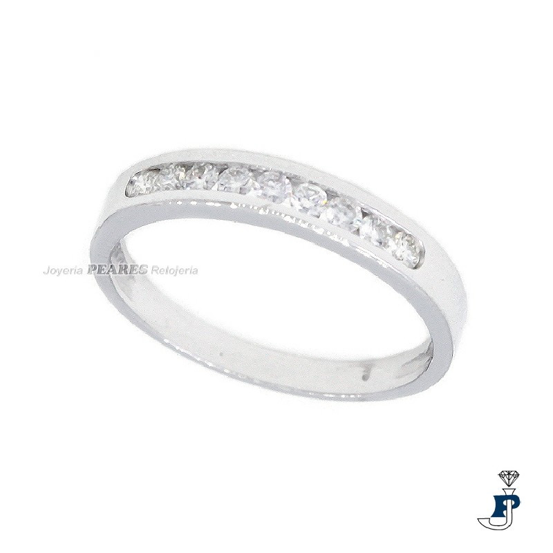 Sortija en Oro Blanco de 1ª Ley con  9 Diamantes. - 103.A-5/020