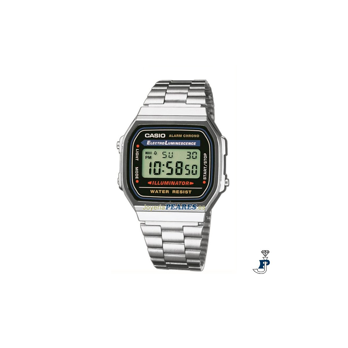 Reloj Casio digital con brazalete en acero. - A-168WA-1