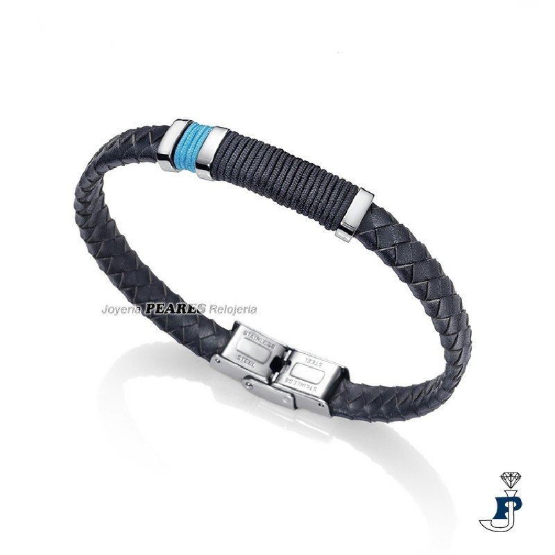 Pulsera cuero y acero para hombre VICEROY. - 6453P01013