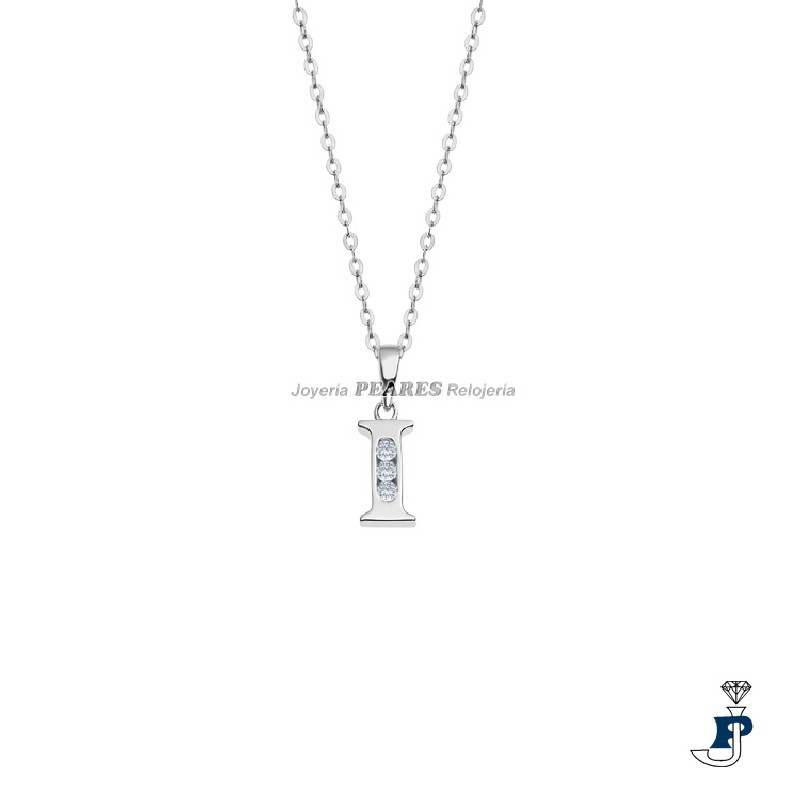 Cadena y colgante de LOTUS SILVER inicial ( I ) en Plata 1ª Ley. - LP3054-1/I