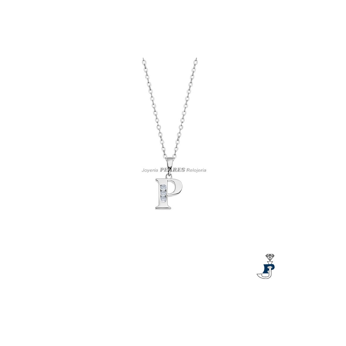 Cadena y colgante de LOTUS SILVER inicial (P) en Plata 1ª Ley. - LP3054-1/P