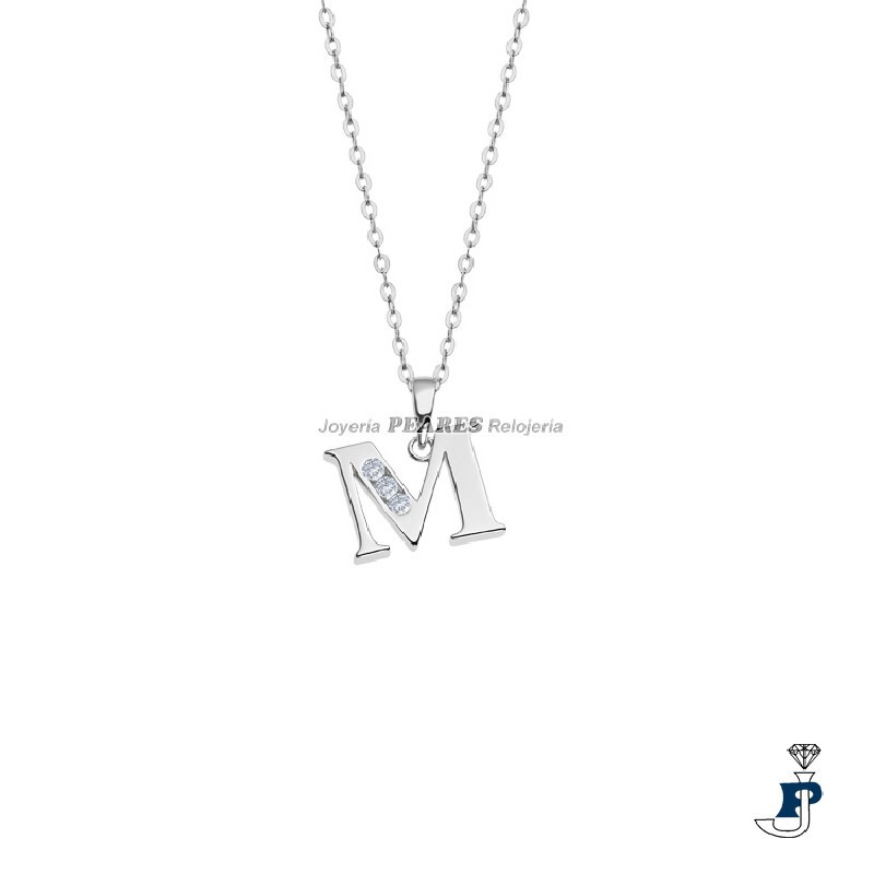 Cadena y colgante de LOTUS SILVER inicial (M) en Plata 1ª Ley. - LP3054-1/M