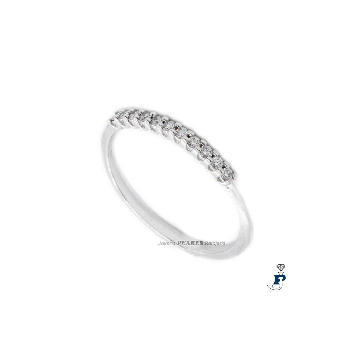 Sortija de Oro Blanco 1ª Ley con Diamantes - 103.A168/010