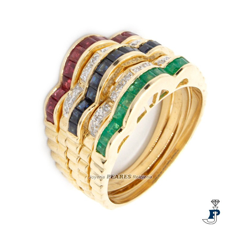 Pack de 4 sortijas de Oro 1ª Ley, Multi-combinable. - LMÑÑS