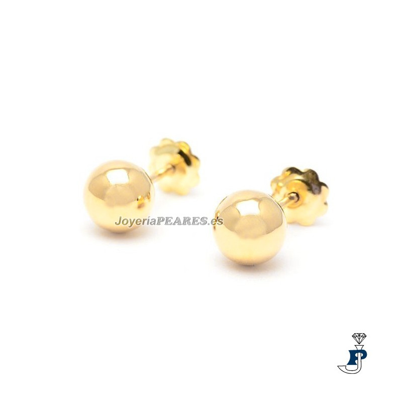 Pendientes de bola en Oro 1ª Ley (750 mls). - 164.B144/110/6