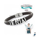Pulsera de PROMOJOYA en cuero y Plata, profesión PELUQUERO. - 162.9109458