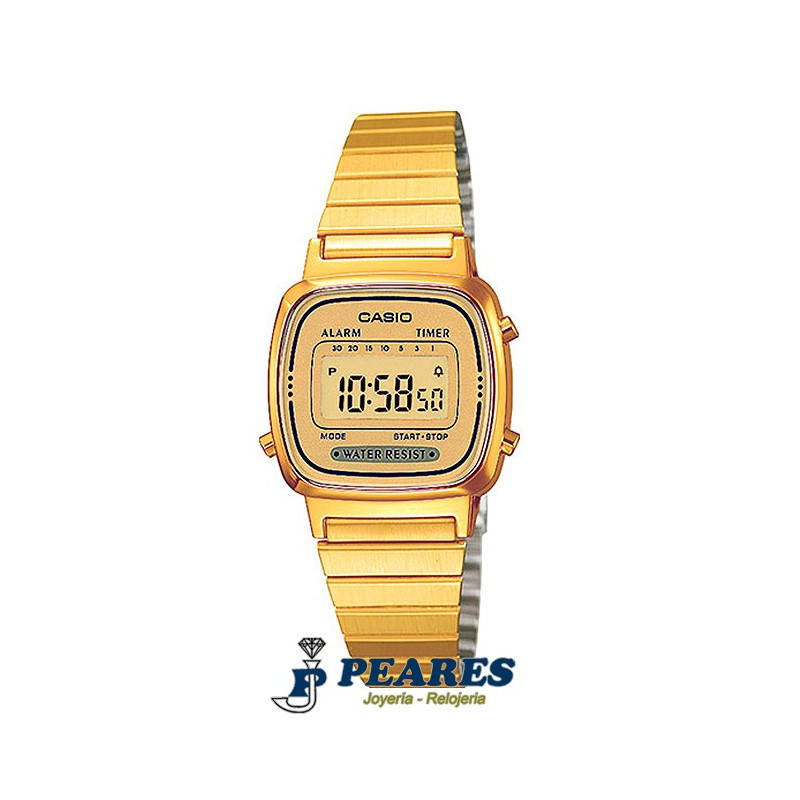 Reloj Casio digital Retro dorado. - LA-670WG-9