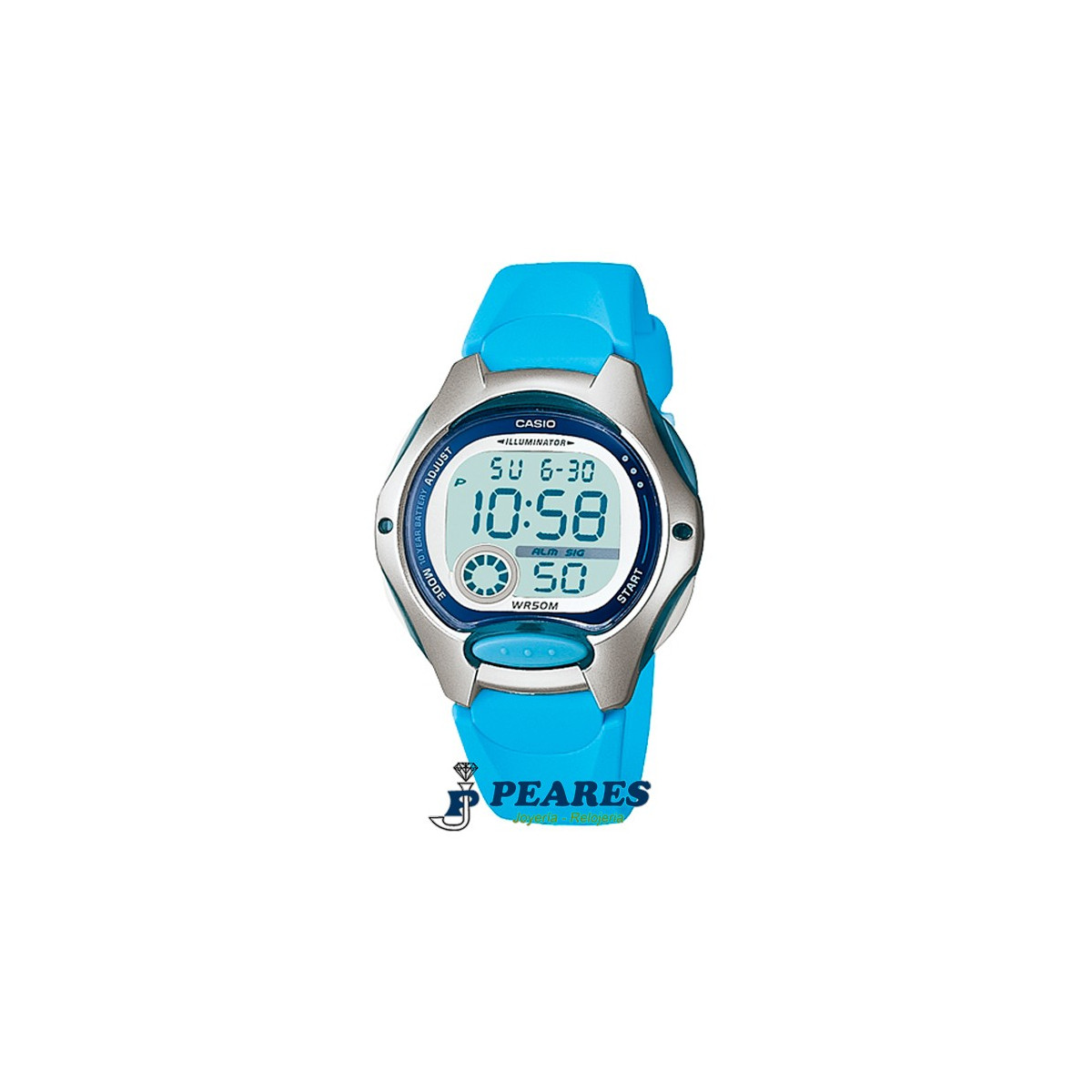 Reloj Casio digital celeste. - LW-200-2B