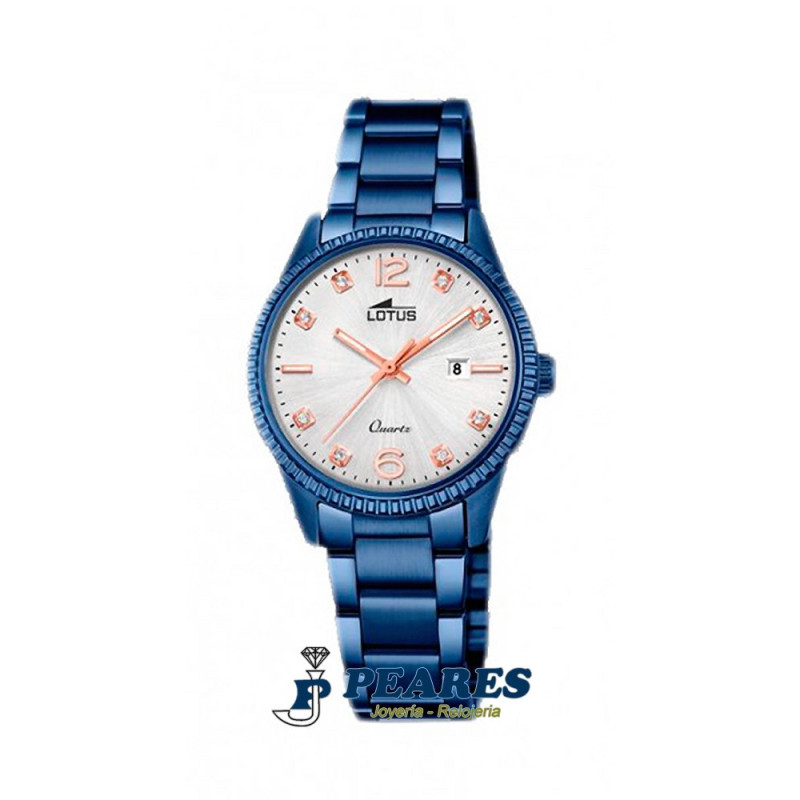 Reloj LOTUS acero pavonado azul. - 18304/3
