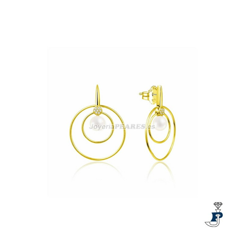 Pendientes fabricados en Plata de 1ª Ley con baño de Oro de DI.PLATA. - 150.2023987/Y