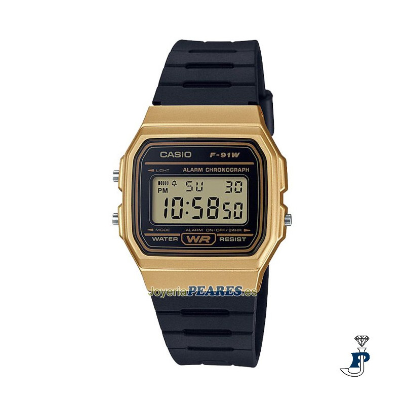 Casio digital dorado PVC clasico - F-91WM-9A