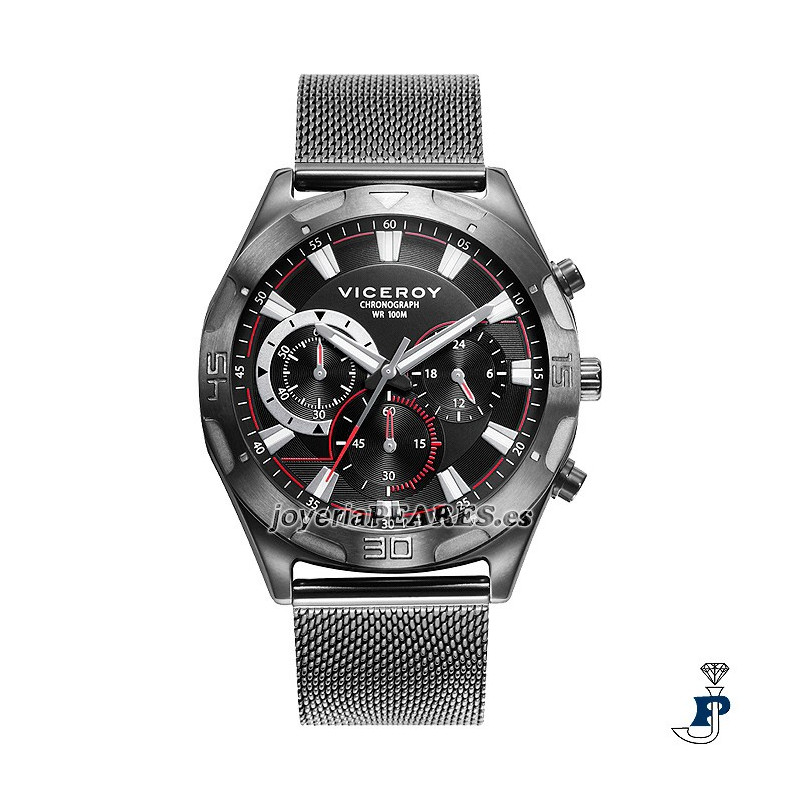 Reloj VICEROY cronógrafo en acero pabonado. - 401285-57