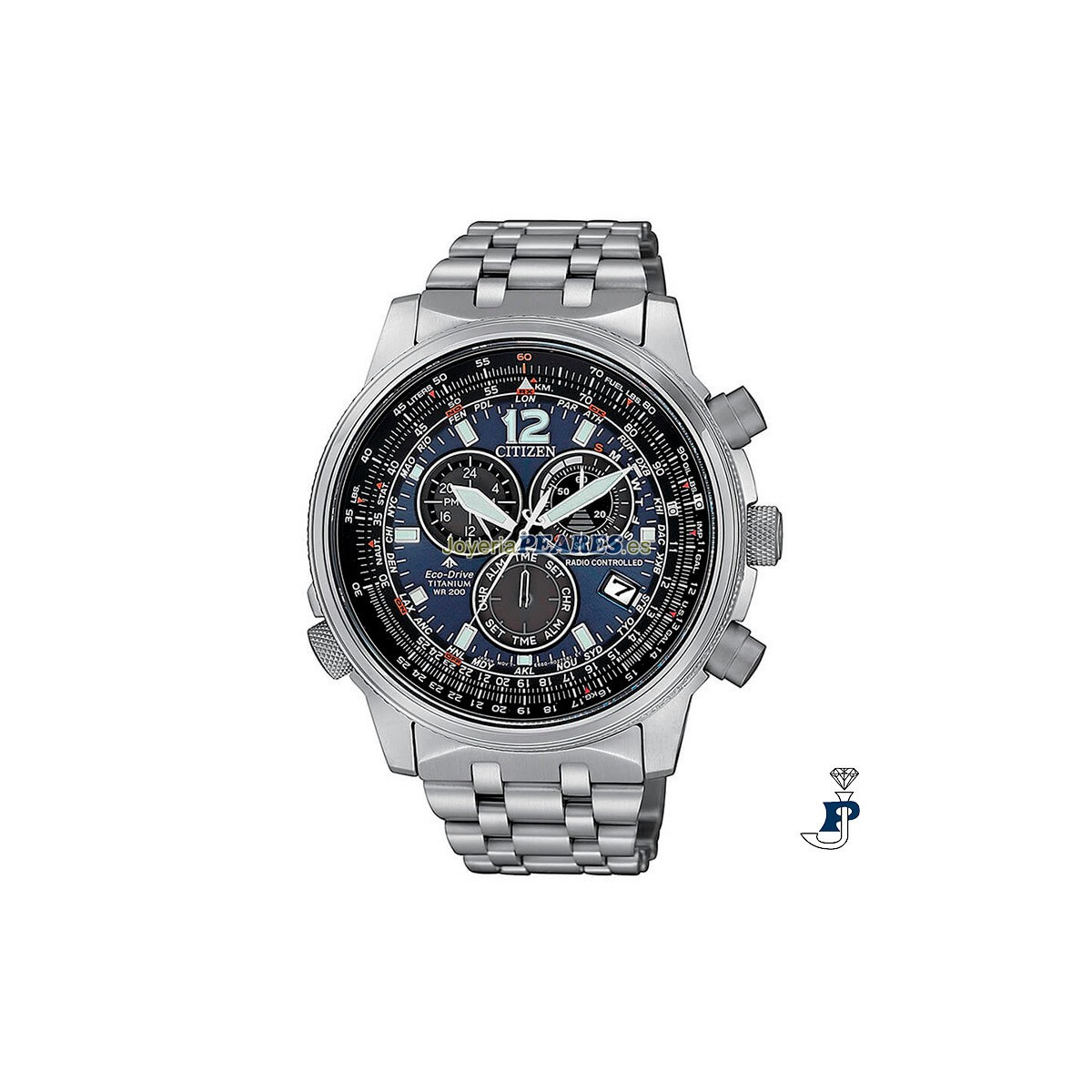Reloj Citizen Eco-Drive, Radiocontrolado de Titanio. - CB5850-80L