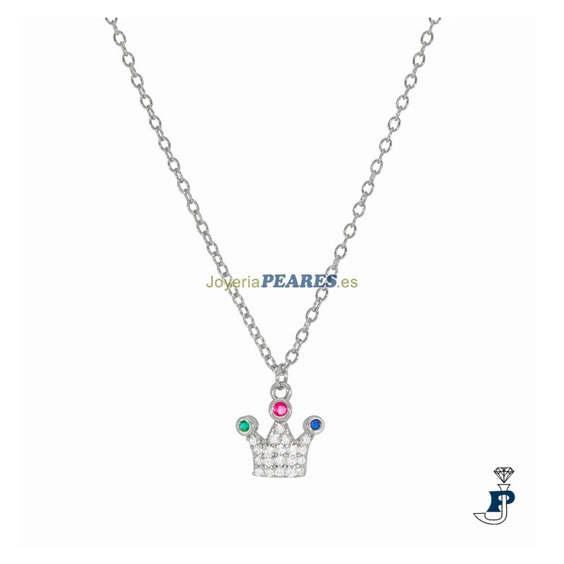 Collar con corona, de MAREA  fabricado en Plata de 1ª Ley. - D02407/AO