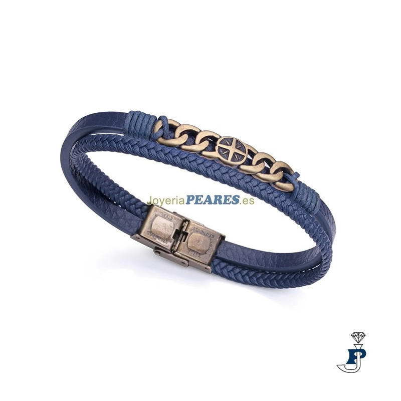 Pulsera de VICEROY fabricada en cuero y acero para hombre. - 1483P01013