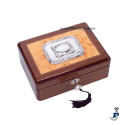 Joyero VINARD en madera de raiz y placa Plata 1ª Ley - 23.CMJ304