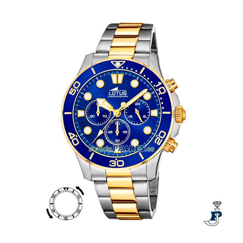 Reloj LOTUS cronómetro en acero bicolor para hombre. - 18757/1