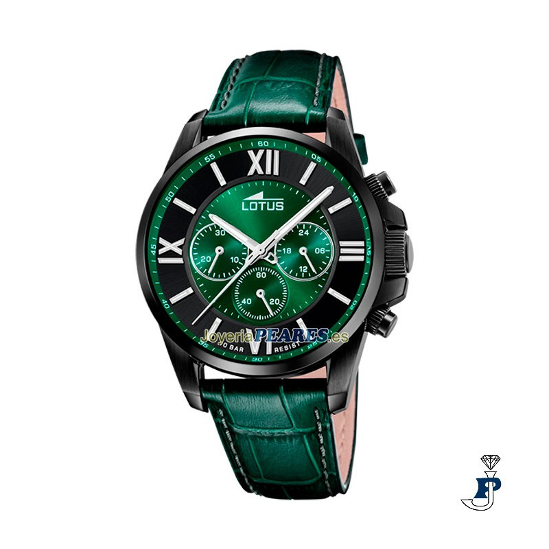 Reloj LOTUS cronógrafo en acero pavonado. - 18881/1