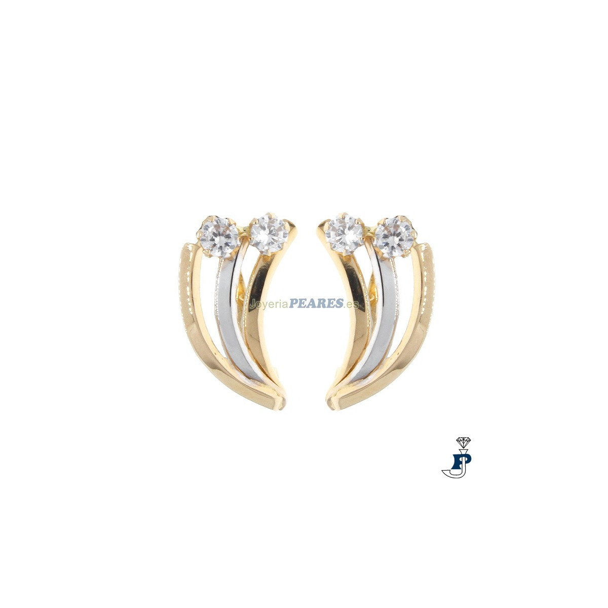 Pendientes fabicados en Oro bicolor de 1ª Ley. - 154.Z497/CC