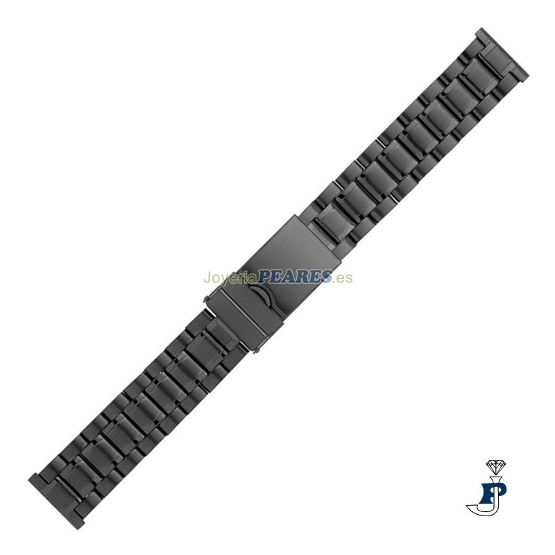 Correa para reloj de acero pavonado en negro. - 15.2700-20