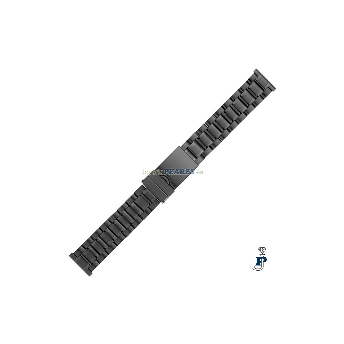 Correa para reloj de acero pavonado en negro. - 15.2700-22