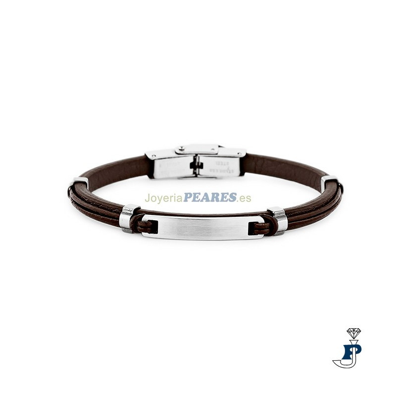 Pulsera de Promojoya en piel y acero nudos para niño. - 162.9106071