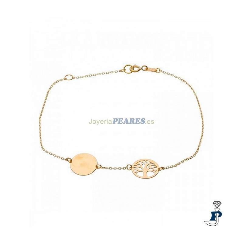 Pulsera árbol de la vida en Oro de 1º Ley - 168.M-700664A