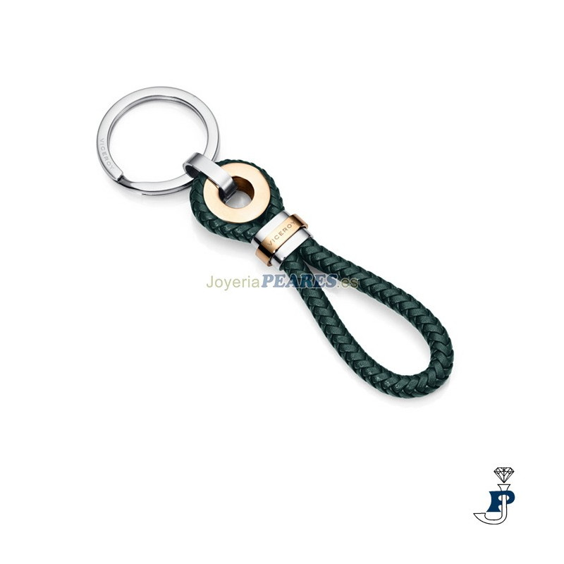 Llavero de VICEROY en cuero y acero con detalles  baño de oro. - 6470L01012