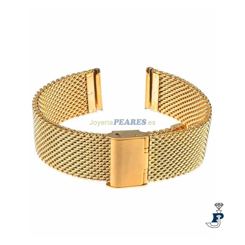 Correa malla Milanesa gruesa de acero dorado para reloj. - A-239/22