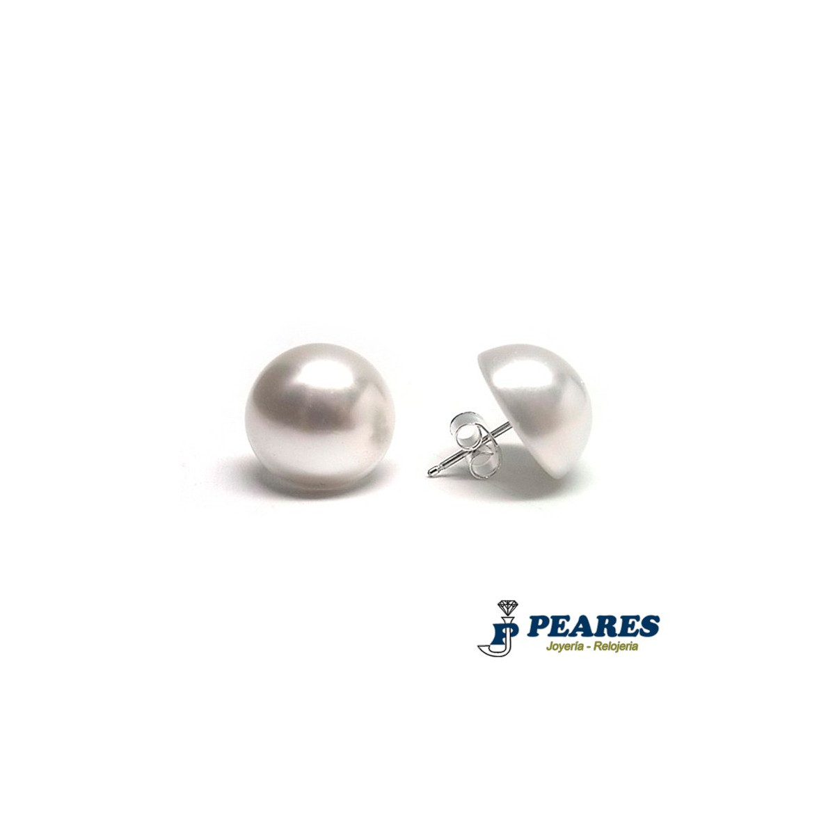 Pendientes en Plata de 1ª Ley con media perla falsa. - 8.6M/M-M Pendientes en Plata de 1ª Ley con media perla falsa. - 8.6M/M-M