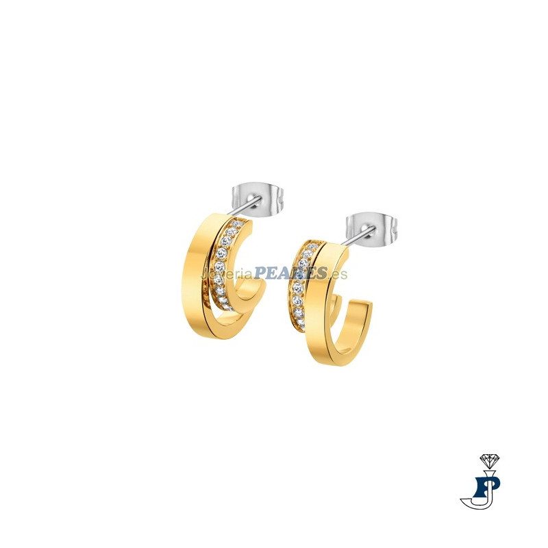 Pendientes de LOTUS STYLE en acero con baño de Oro para mujer. - LS2322/4/2