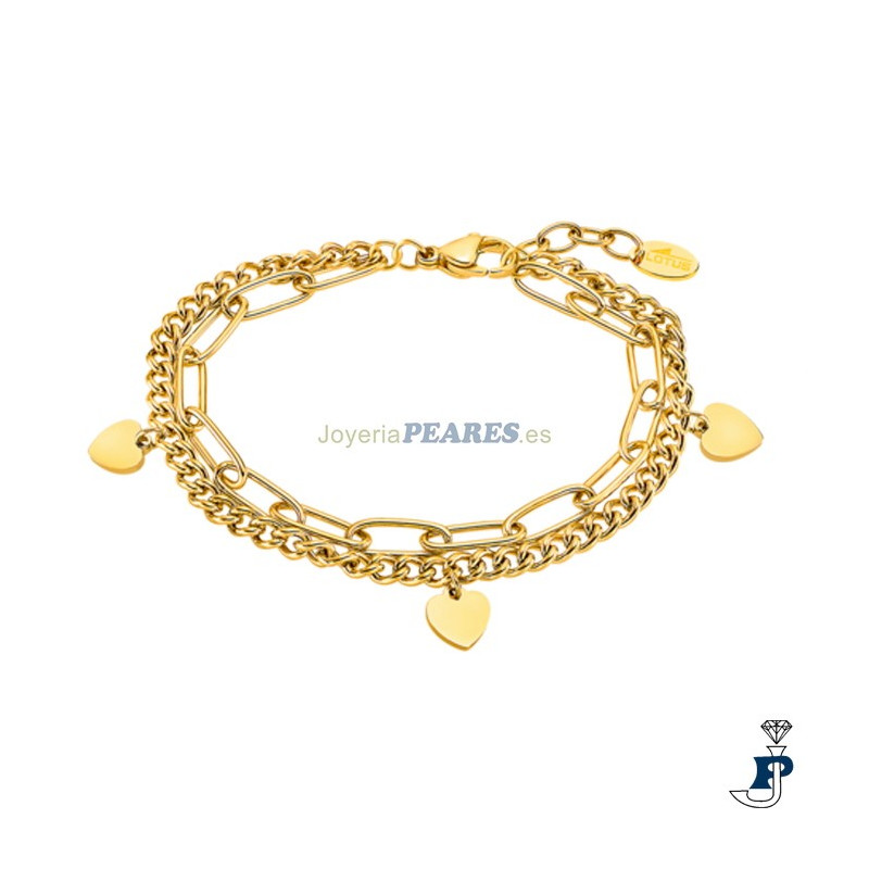 Pulsera acero con baño de Oro, LOTUS STYLE. - LS2314/2/2