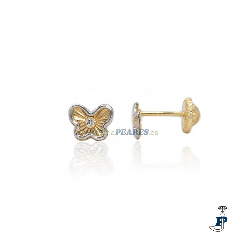 Pendientes de mariposa, fabricados en Oro de 1ª Ley. - 154.CBPDZ476/M