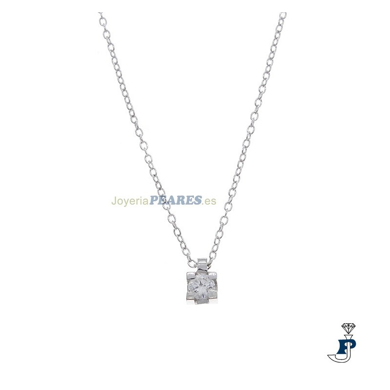 Cadena en Oro Blanco de 1º Ley con diamante. - 103.44/006