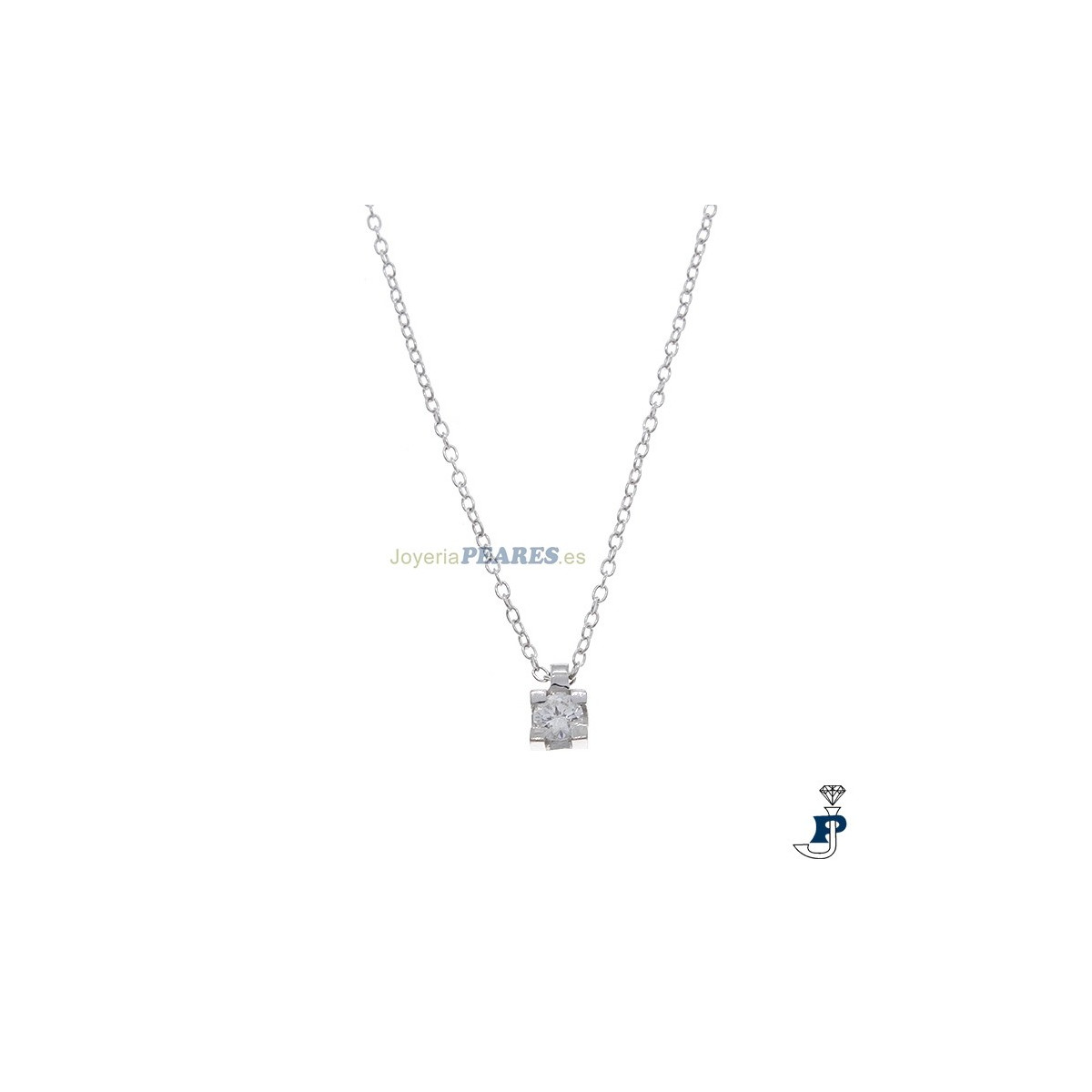 Cadena en Oro Blanco de 1º Ley con diamante. - 103.44/006