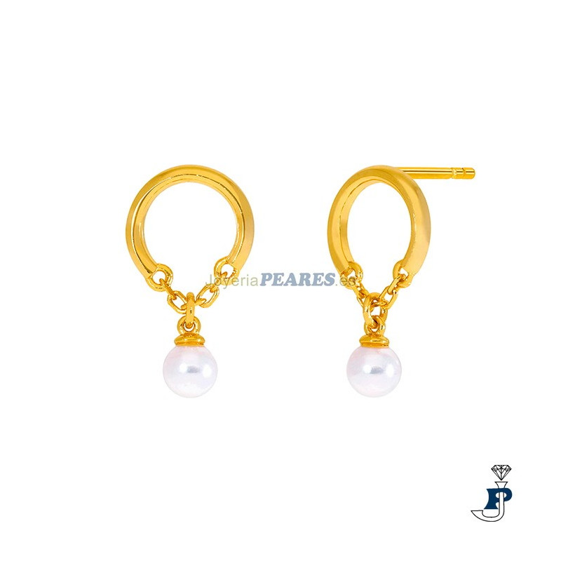Pendientes de MAREA fabricados en Plata de 1ª Ley con baño de Oro. - D03201/AV