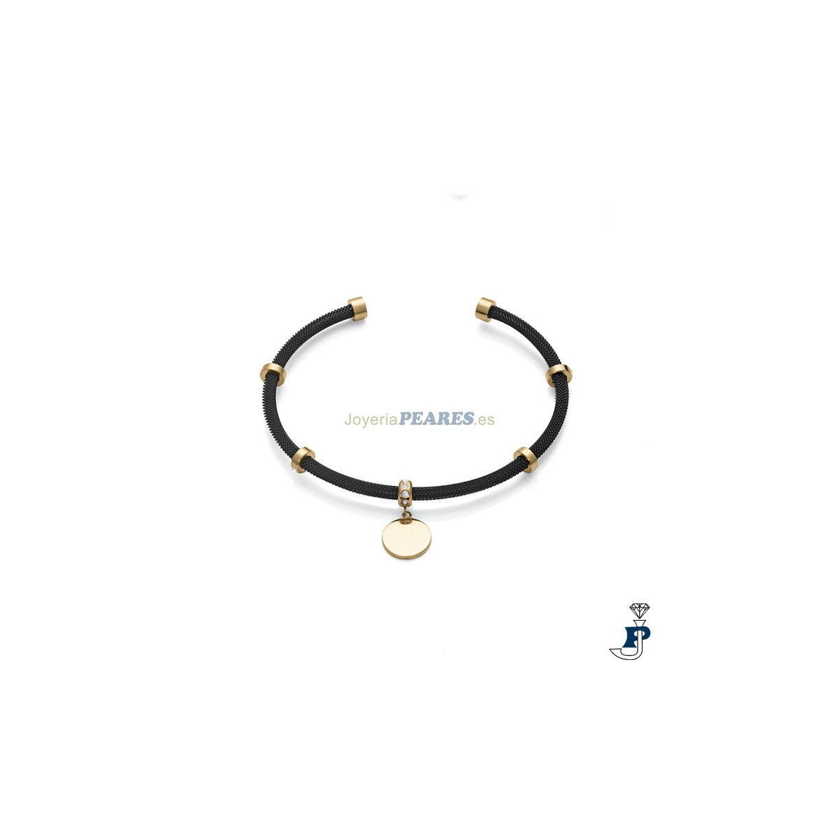 Pulsera de VICEROY malla milanesa Ip negro en acero con baño de Oro. - 14110P01010