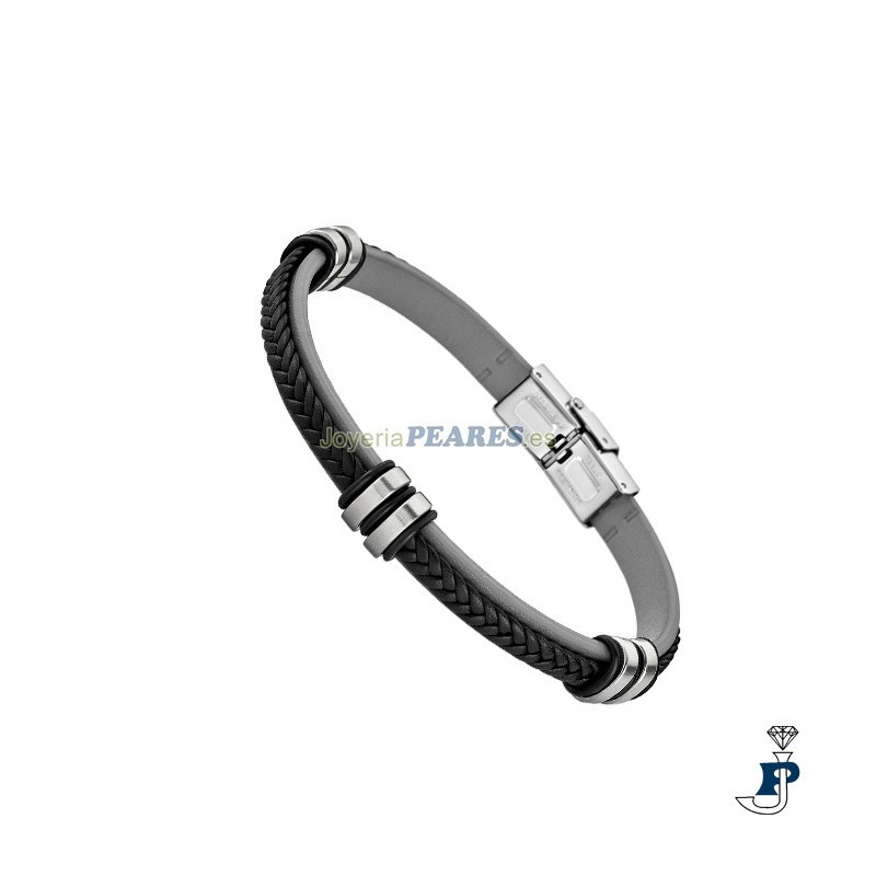Pulsera LOTUS STYLE con cuero y Gris. - LS1829/2/4