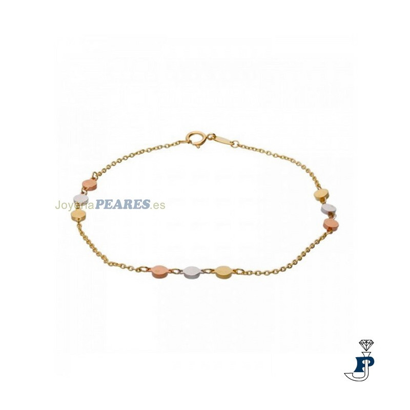 Pulsera tricolor fabricada en Oro de 1ª Ley. - 168.1089708ABR
