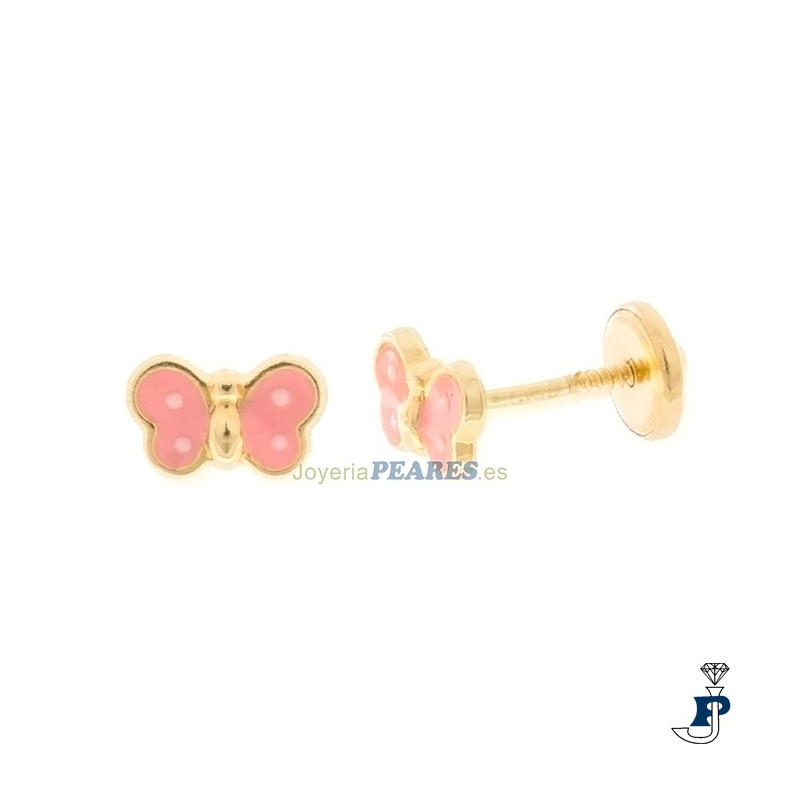 Pendientes de mariposa fabricados en Oro de 1ª Ley. - 168.600332E-R