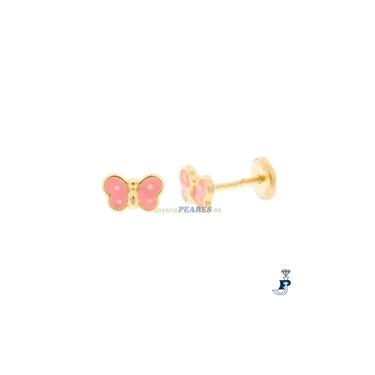 Pendientes de mariposa fabricados en Oro de 1ª Ley. - 168.600332E-R